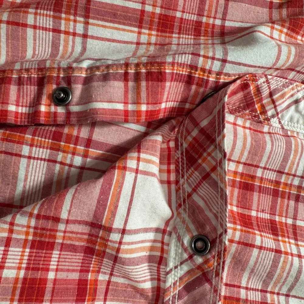 The North‎ Face Shirt Mens Small Red Plaid Pearl Snap Performance Outdoor Hike